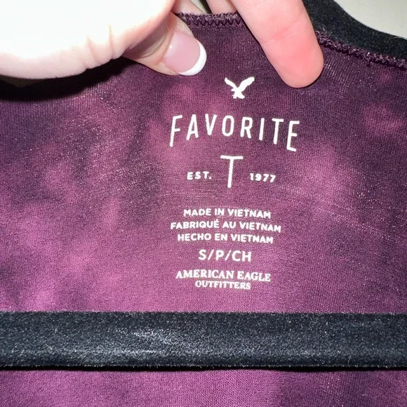 AE Burgundy Tie Dye ‘Favorite’ T-Shirt - Picture 2 of 3